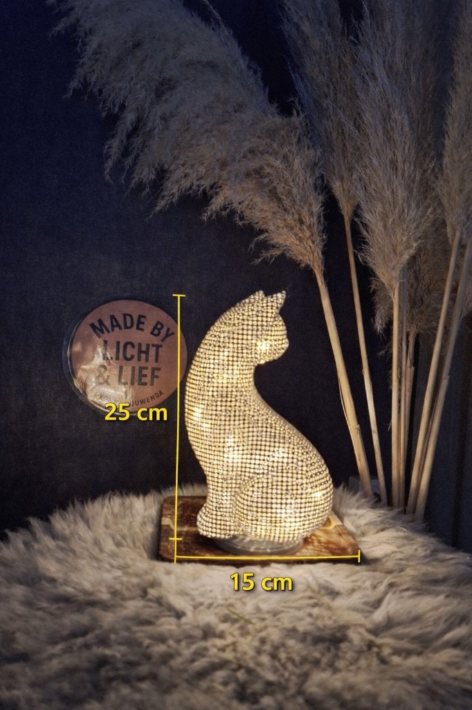 Design kattenlamp  25 cm met usb ledlamp Nieuw Light Khaki, Ophalen of Verzenden, Nieuw, Overige materialen, Modern