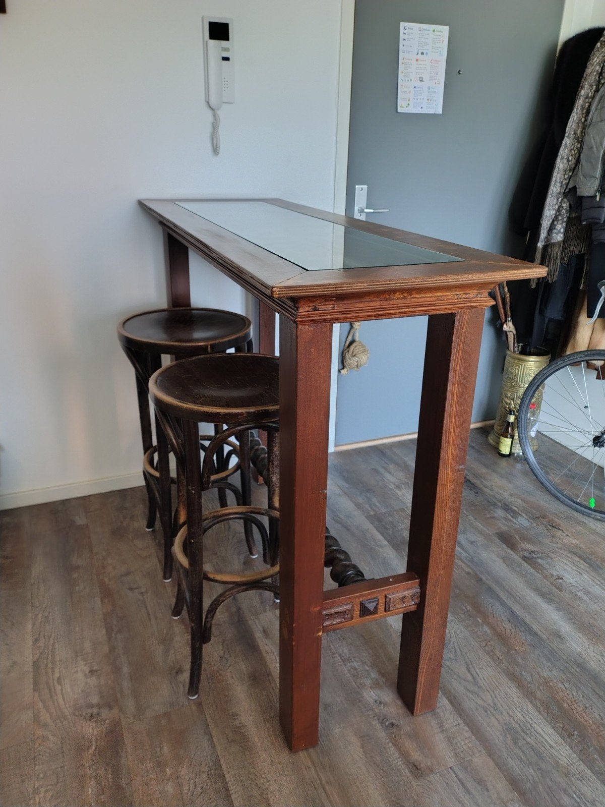 Bartafel met 2 barkrukken, Ophalen, Gebruikt, Inclusief barstoelen