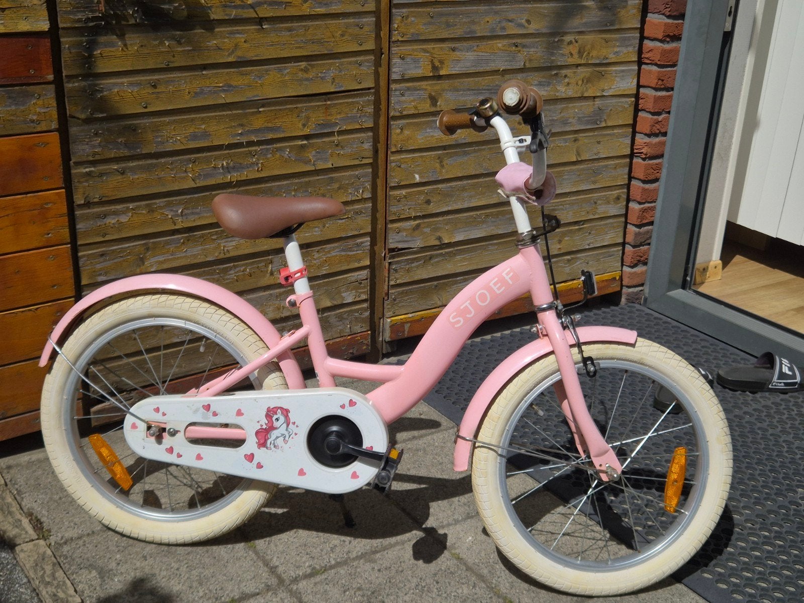 SJOEF Dolly Meisjesfiets 18 inch - Unicorn - Roze, Fietsen en Brommers, Fietsen | Meisjes, Ophalen, Gebruikt, Velgrem, Handrem