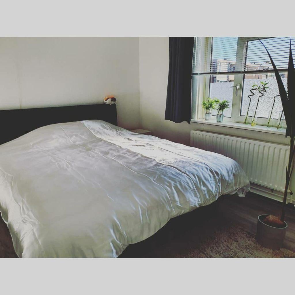 Luxe satijnen dekbedovertrek + 2 kussenslopen, Huis en Inrichting, Slaapkamer | Beddengoed, Zo goed als nieuw, Dekbedovertrek
