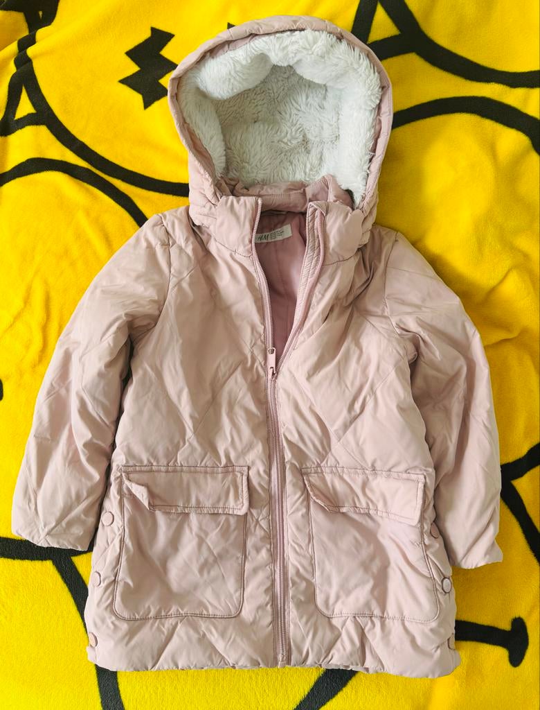 H&M Winterjas Roze voor Meisjes (4-5 jaar), Ophalen of Verzenden, Zo goed als nieuw