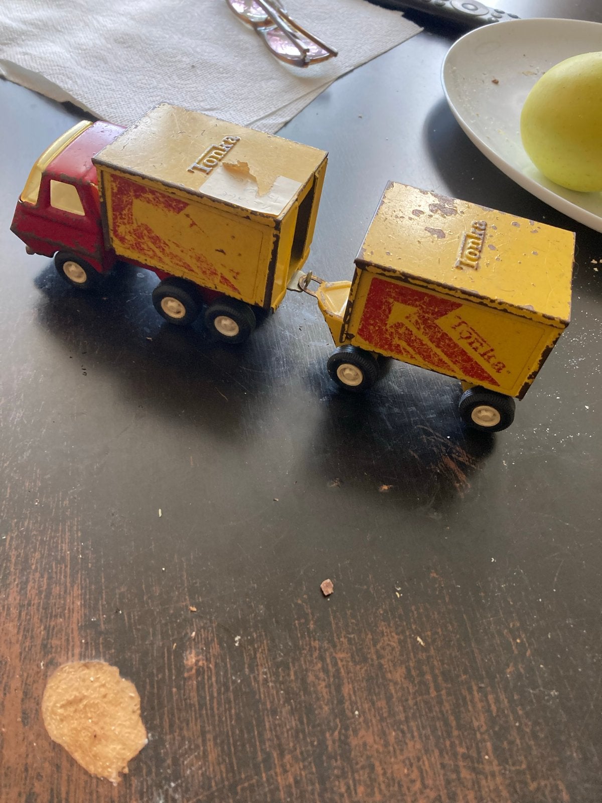 Vintage Tonka Vrachtwagen met Aanhanger, Ophalen of Verzenden, Gebruikt