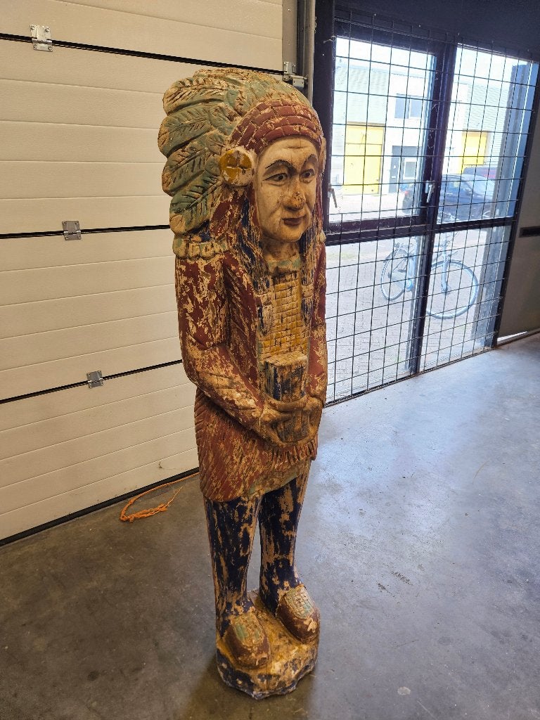 Indiaan / Opperhoofd / Totempaal houten standbeeld, Antiek en Kunst, Kunst | Beelden en Houtsnijwerken, Ophalen
