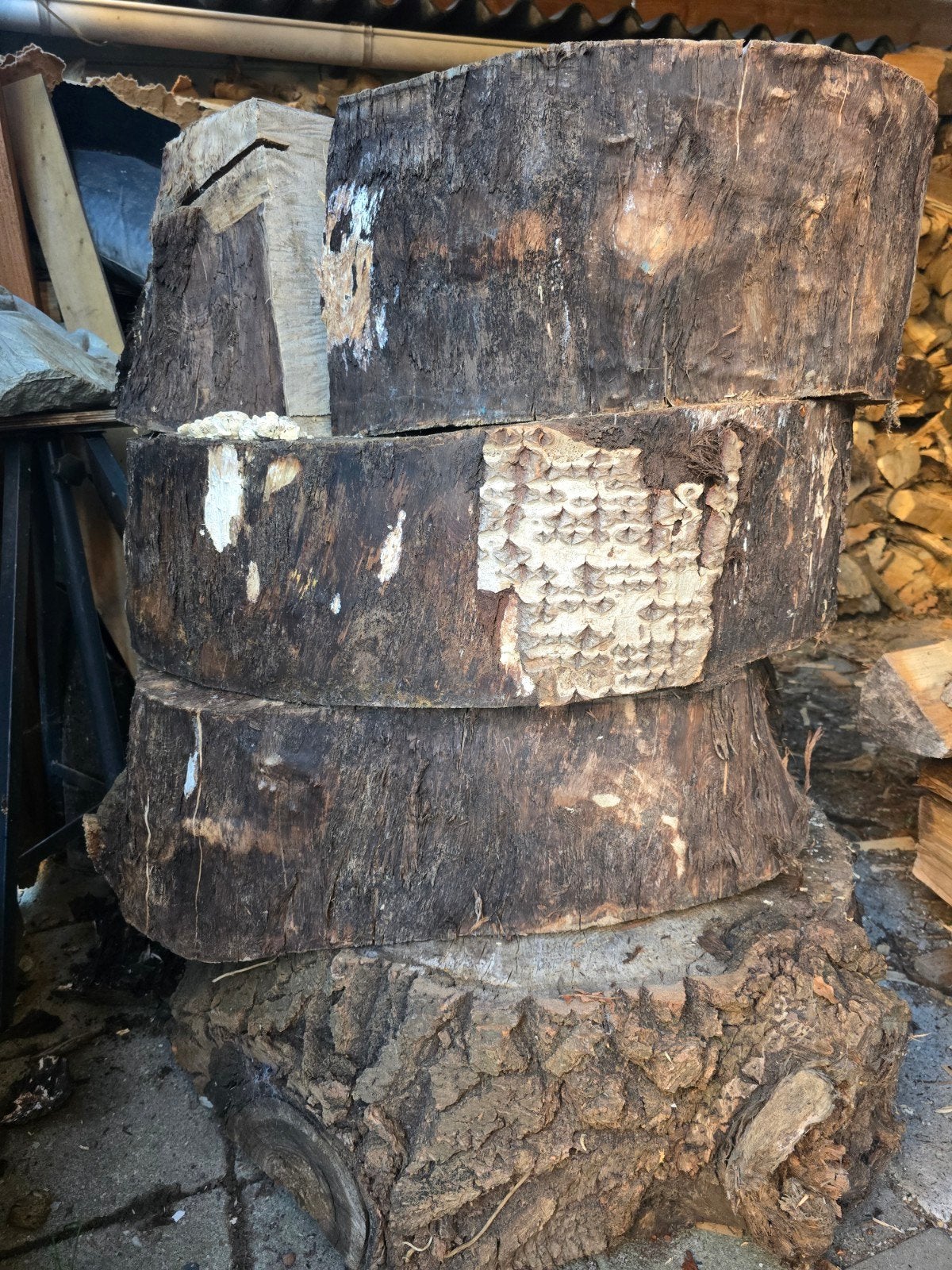 1 kuub hout, mooie ronde schijven, koopje!!, Tuin en Terras, Minder dan 3 m³, Ophalen, Blokken