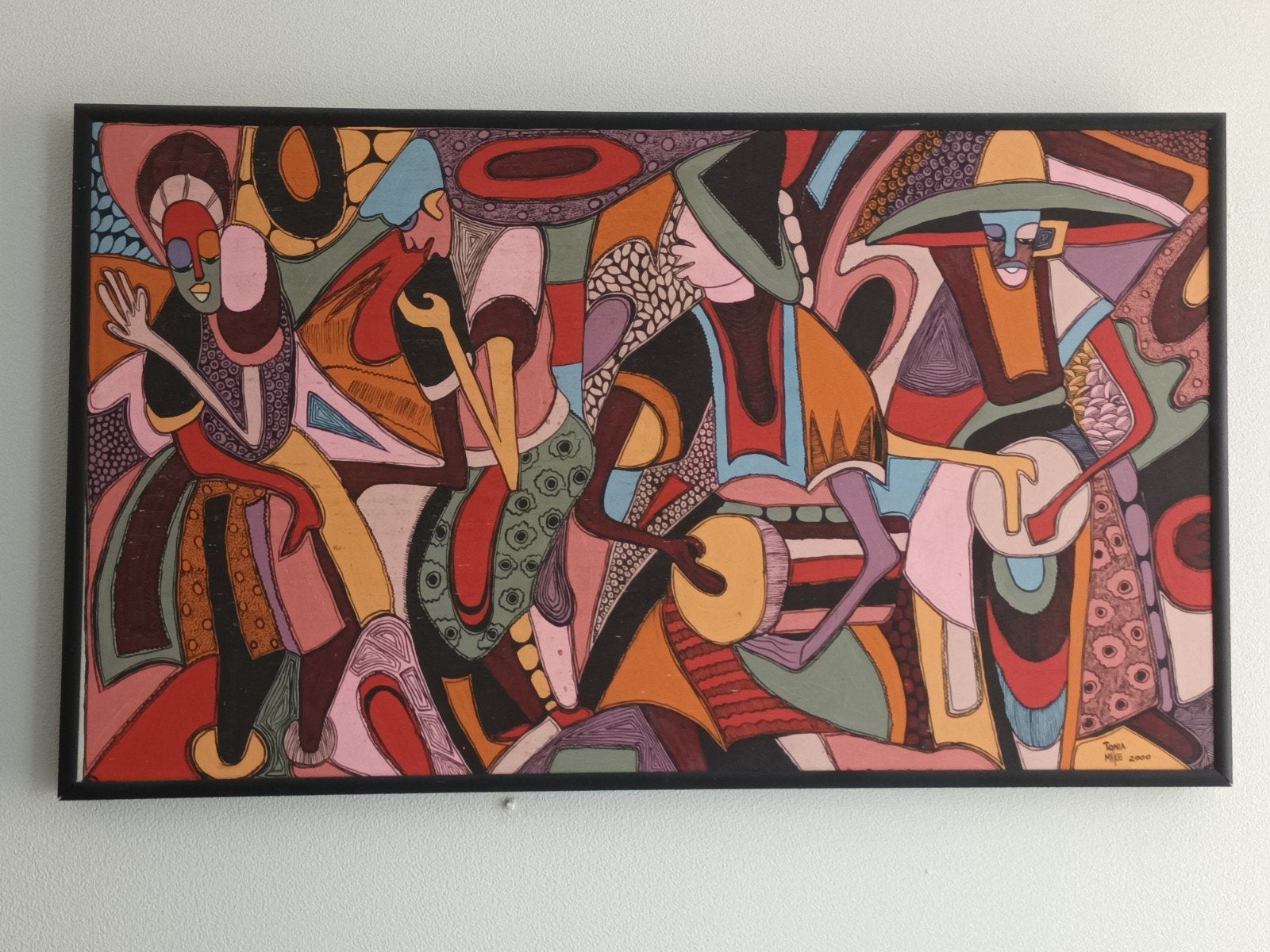Abstract Kunstwerk 'Tonia & Mike 2000' - 107x62 cm, Ophalen
