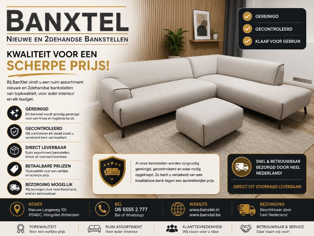 Zeer Mooie Grote Beige LEOLUX OSCAR Hoekbank met Poef, Huis en Inrichting, Info@banxtel.nl, Hoekbank, Hoekbank, Ophalen of Verzenden