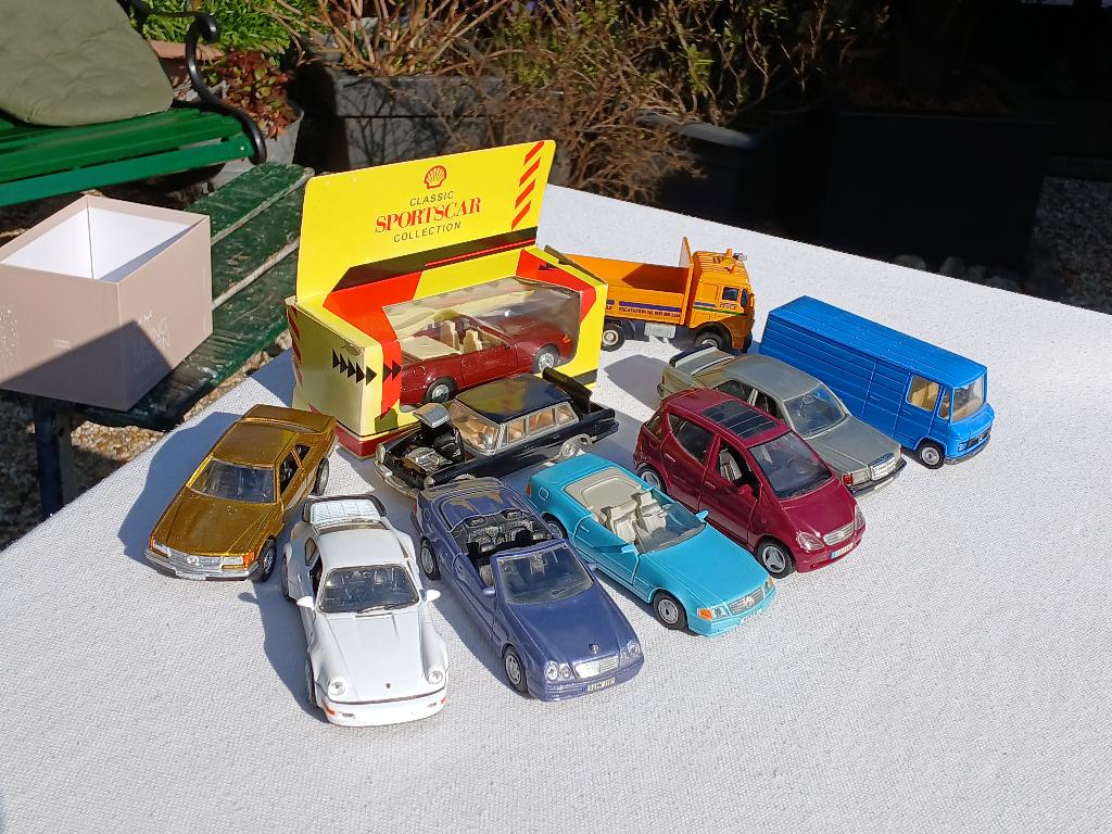 Van alles wat, 9x Mercedes, 1 Porsche 1/43, 1/50, 1/34, Ophalen of Verzenden, Gebruikt, Auto, Overige merken