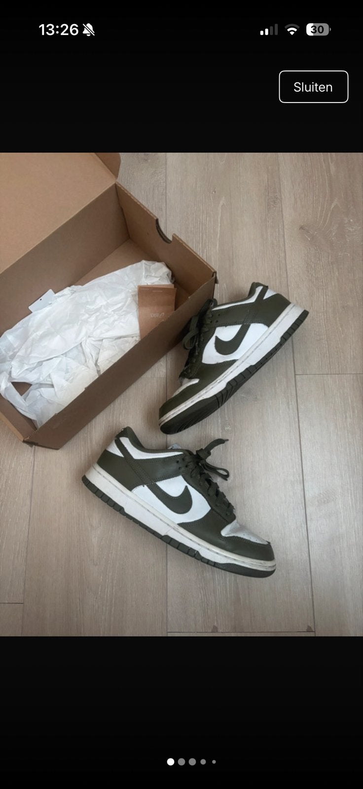 Nike Dunk Low Olive Green - Maat 38, Kleding | Dames, Ophalen of Verzenden, Gedragen, Groen, Sneakers of Gympen
