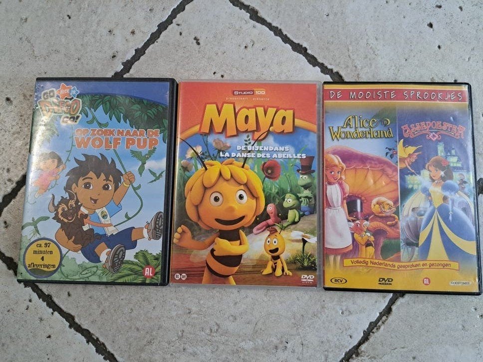 3x DVD: Go Diego Go, Maja de Bij en De Mooiste Sprookjes, Alle leeftijden, Overige genres, Overige typen, Zo goed als nieuw