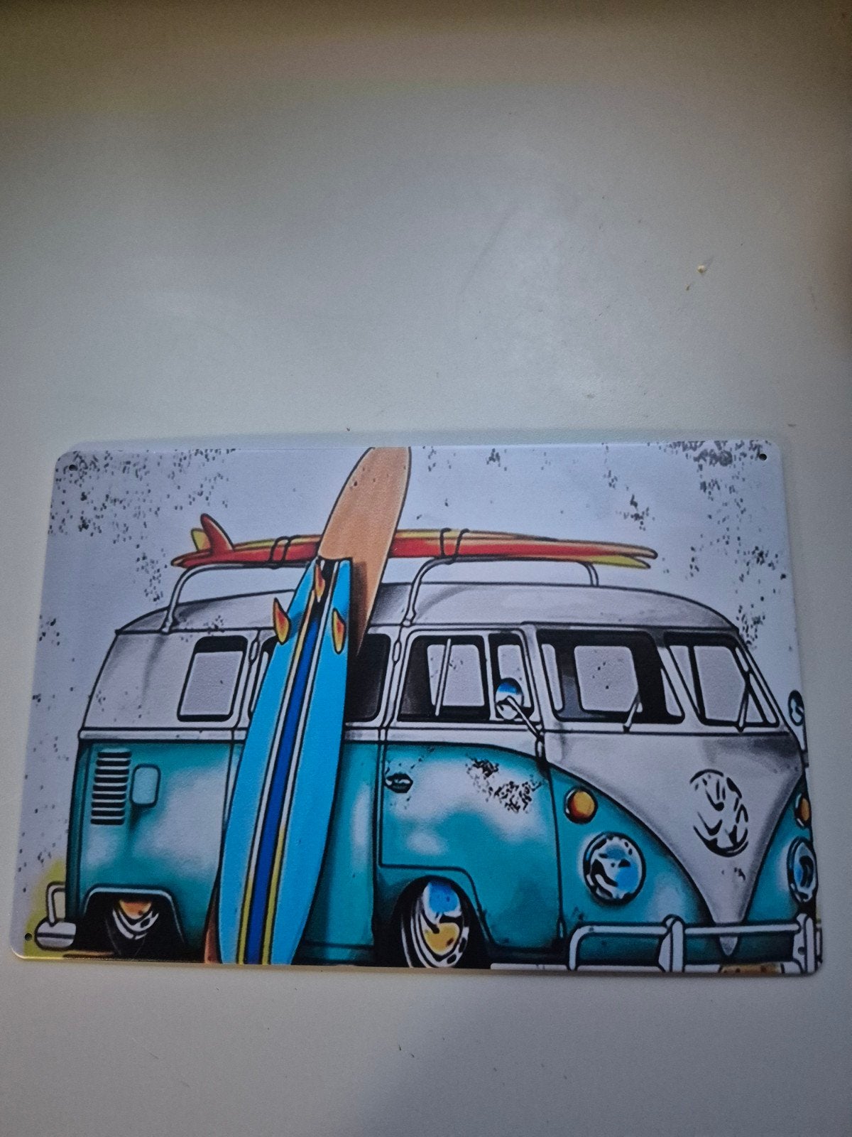 Metalen wandbord VW busje surf - Vintage look, Ophalen of Verzenden, Nieuw, Reclamebord