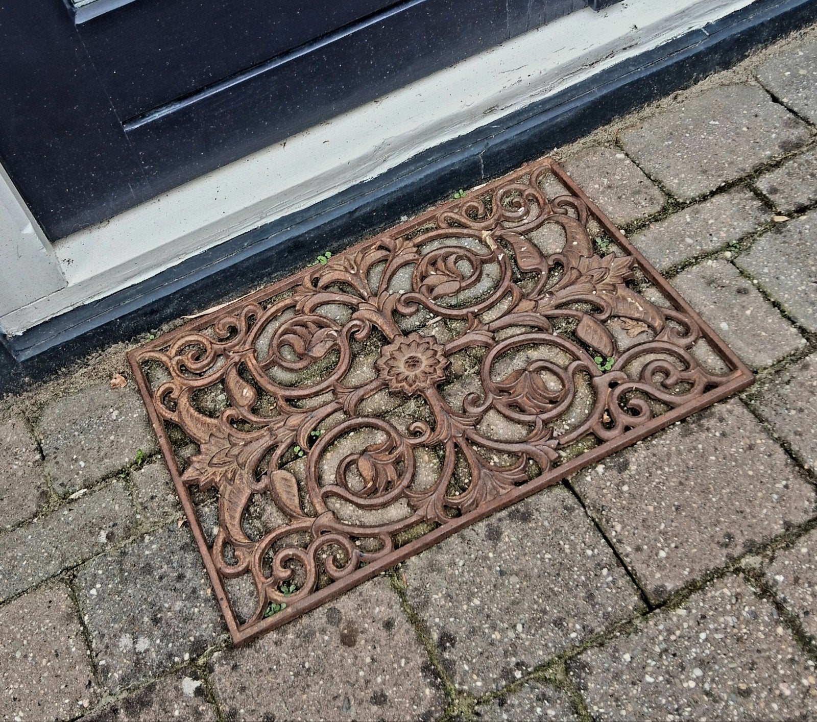 Gietijzeren deurmat, 60x40, Tuin en Terras, Ophalen, Gebruikt, Gietijzer, Buiten