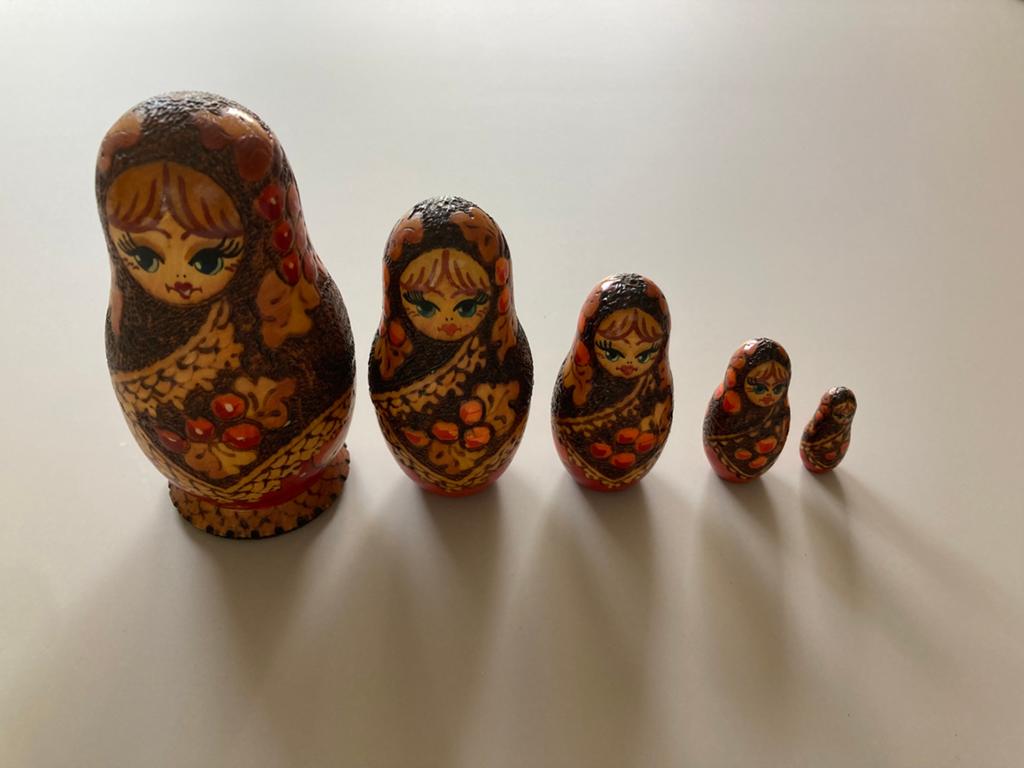 5-delige Houten Matroesjka set decoratie poppetjes, Ophalen