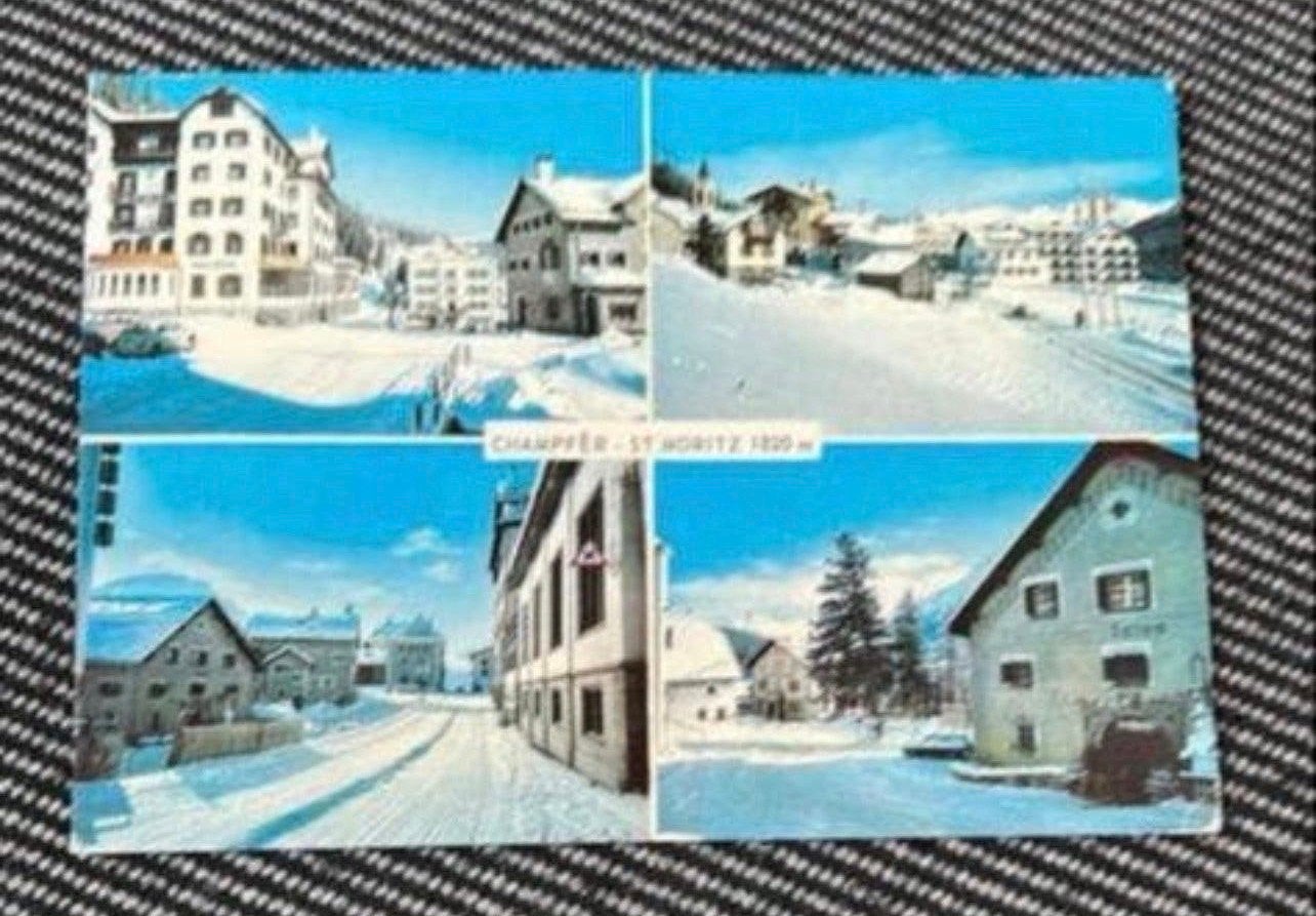 Oude gelopen ansichtkaart St. Moritz, Verzamelen, Ophalen of Verzenden, 1960 tot 1980, Gelopen, Overig Europa