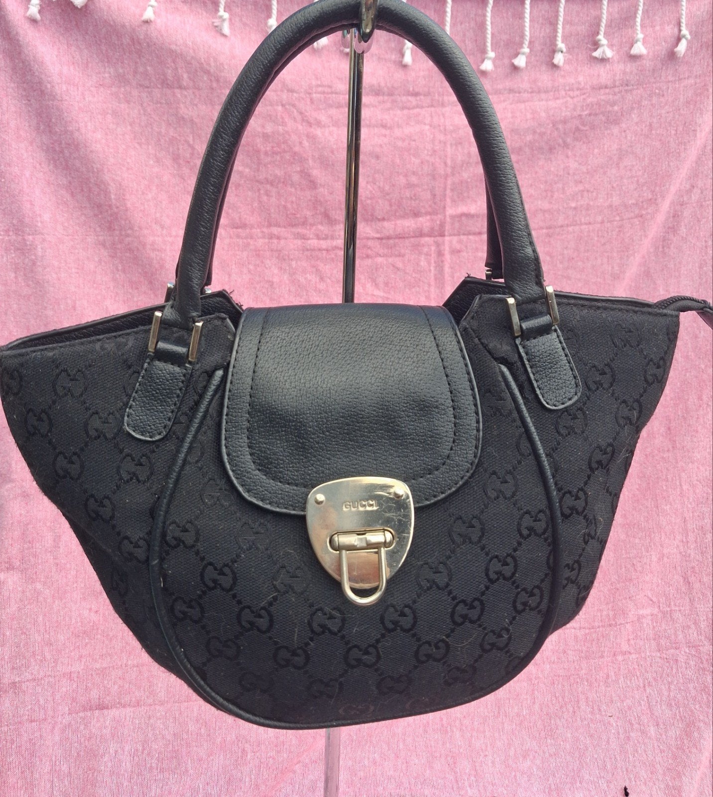 Gucci GG Canvas Handtas Zwart, Ophalen of Verzenden, Gebruikt, Zwart, Handtas