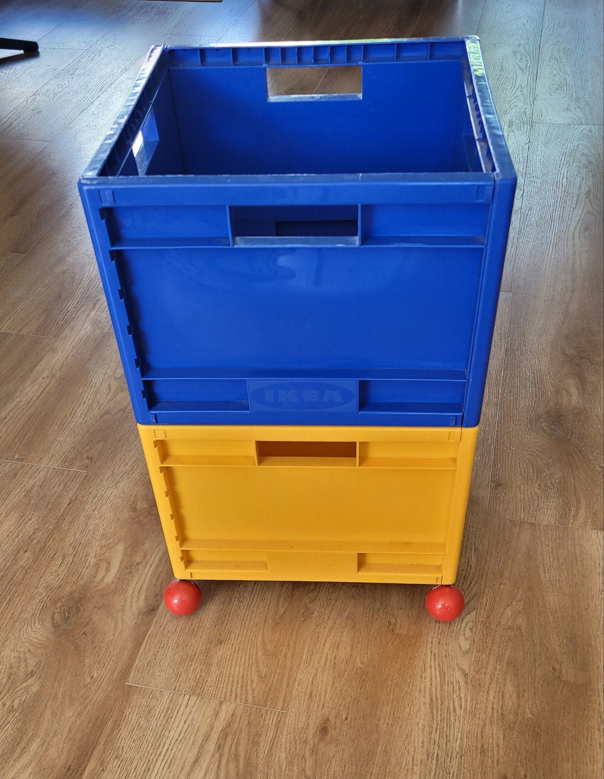 IKEA MÄRD opbergboxen blauw en geel, Minder dan 50 cm, Gebruikt, 50 tot 100 cm, Ophalen of Verzenden