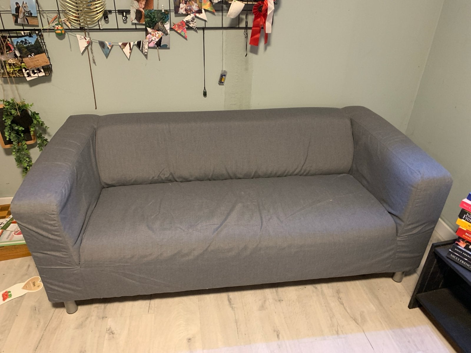 Grijze tweeersoonsbank IKEA met zo goed als nieuwe hoes, Gebruikt, 150 tot 200 cm, Tweepersoons, 75 tot 100 cm