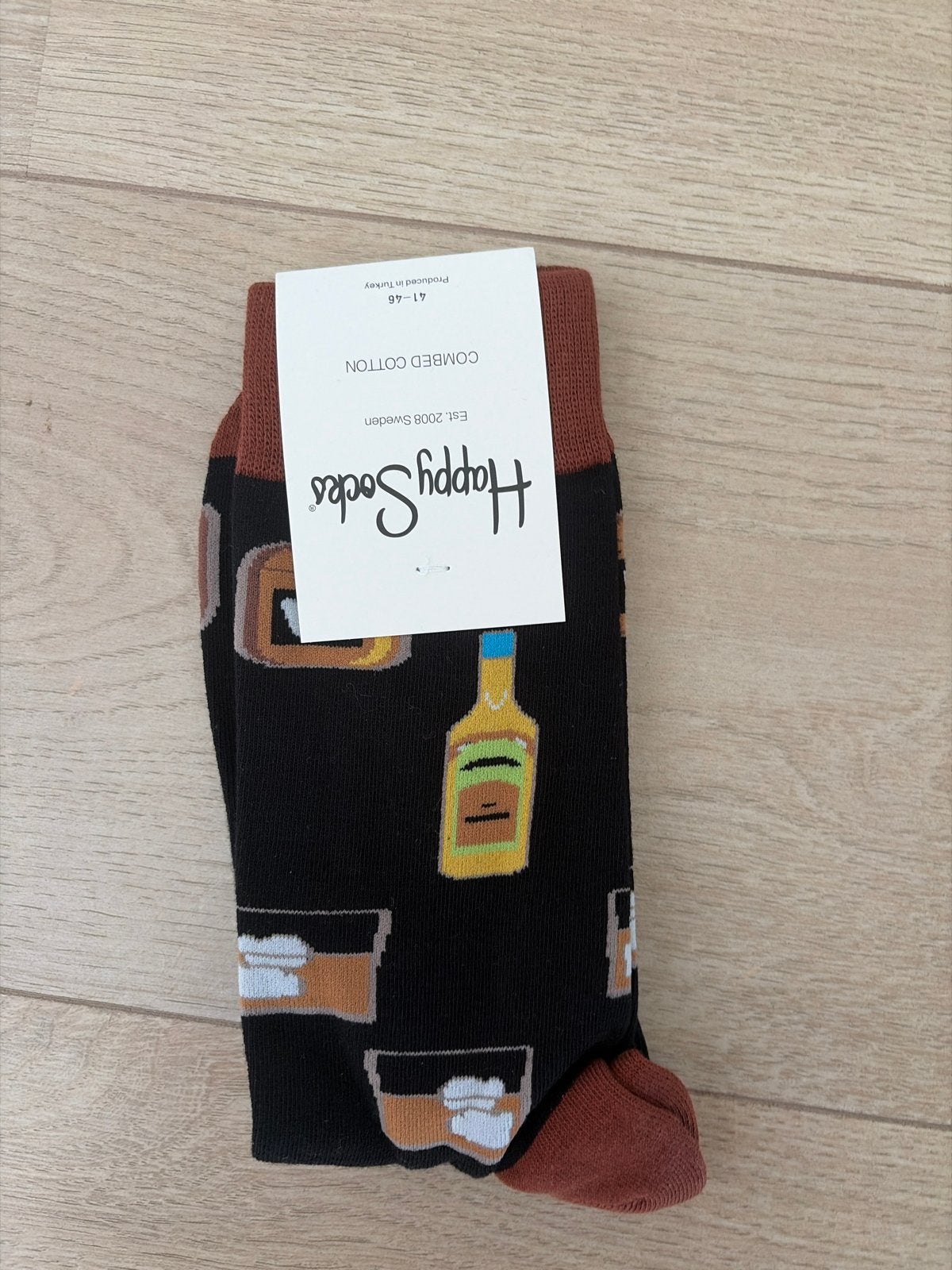 Happy Socks - Whiskey Patroon Sokken (Nieuw), Kleding | Heren, Sokken en Kousen, Nieuw, Maat 43 t/m 46, Zwart, Verzenden