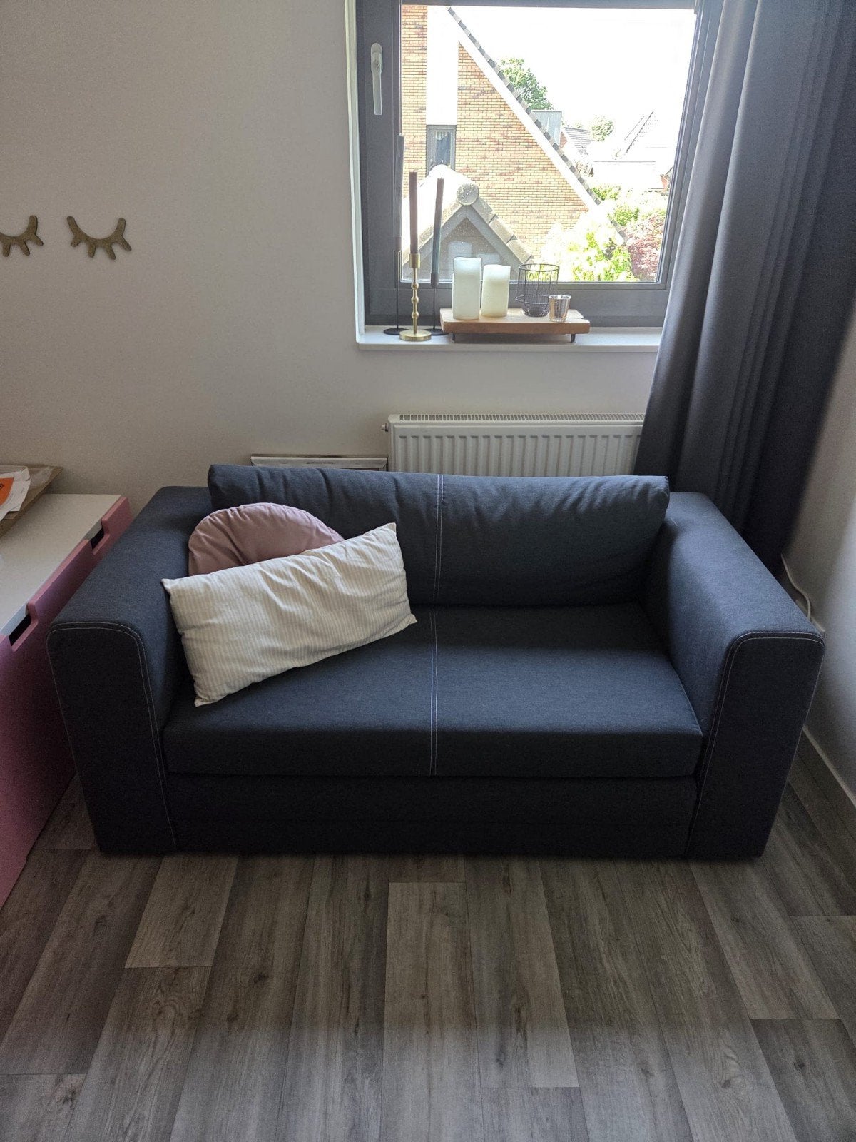 Ikea ASKEBY 2-zits slaapbank - Grijs, Huis en Inrichting, Slaapkamer | Slaapbanken, Ophalen, Tweepersoons, Zo goed als nieuw, Overige maten