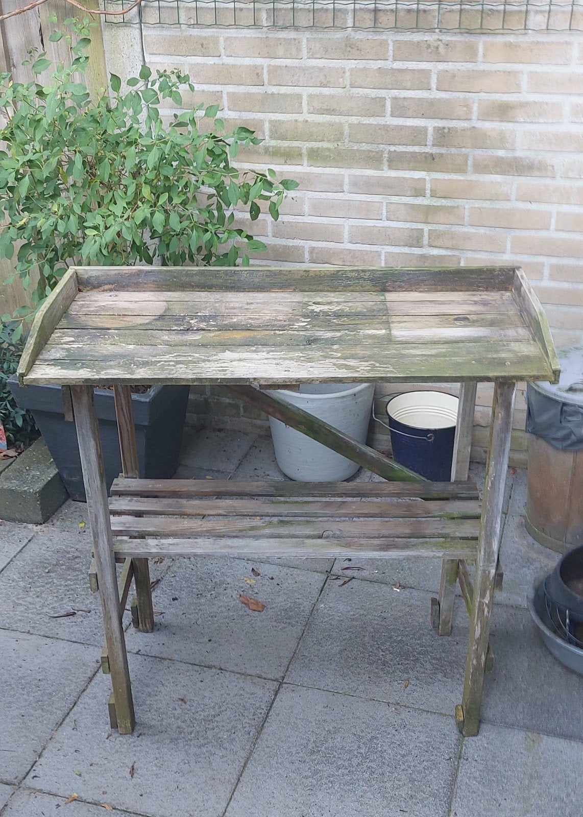 Houten oppot tafel €7,50, Tuin en Terras, Ophalen, Gebruikt, Rechthoekig, Hout