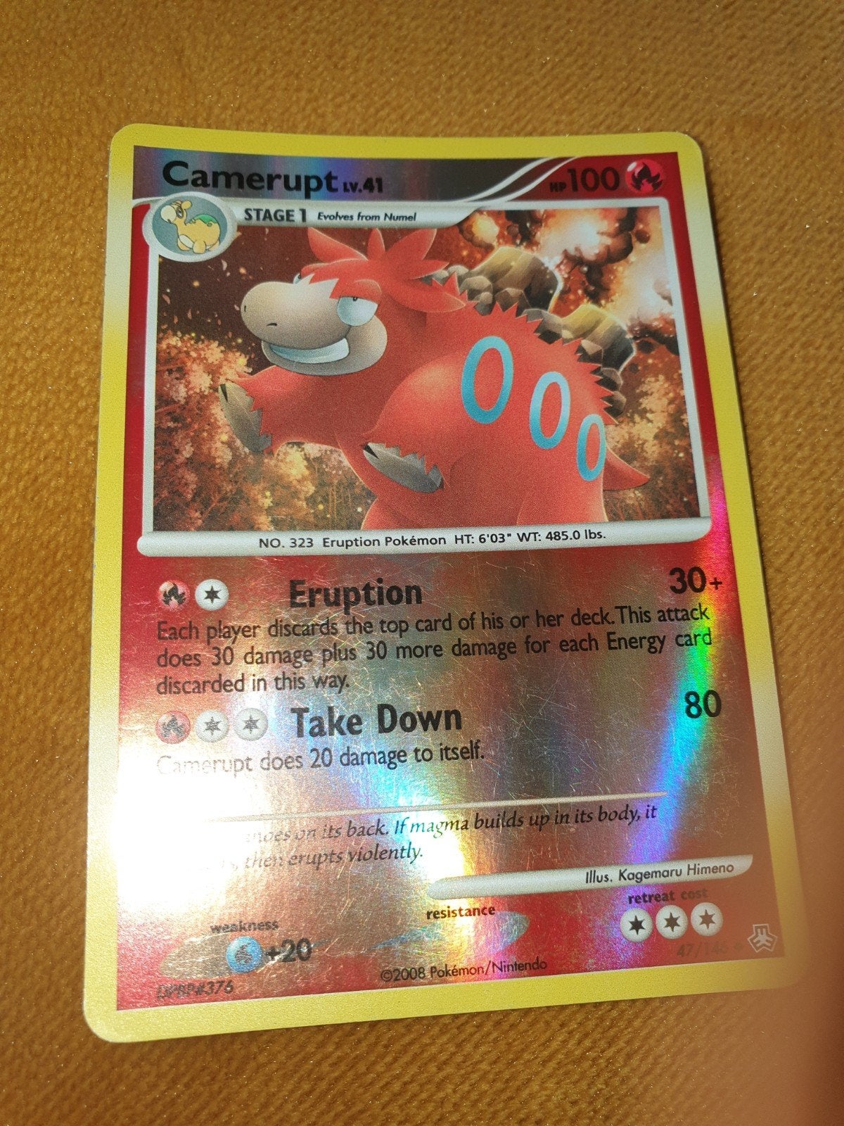 Camerupt Lv.41 Pokémon kaart (2008), Ophalen of Verzenden, Gebruikt, Losse kaart