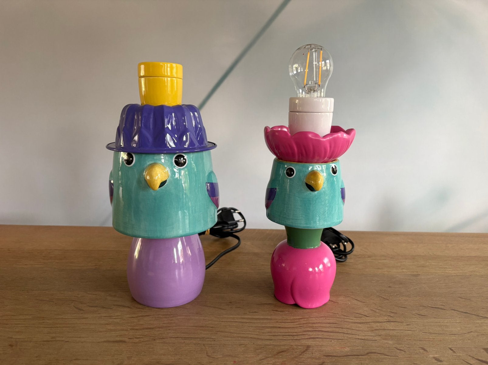 2 schattige unieke vogellampjes made by me Origin’Lily, Figuurlamp, Meerkleurig, Keramiek, Overige stijlen