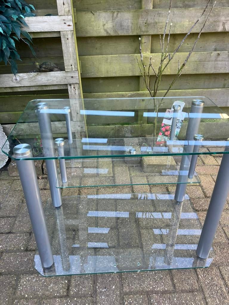 modern tv meubel van glas,78cm breed,46cm diep,60cm hoog., Ophalen, 50 tot 100 cm, Minder dan 100 cm, Modern