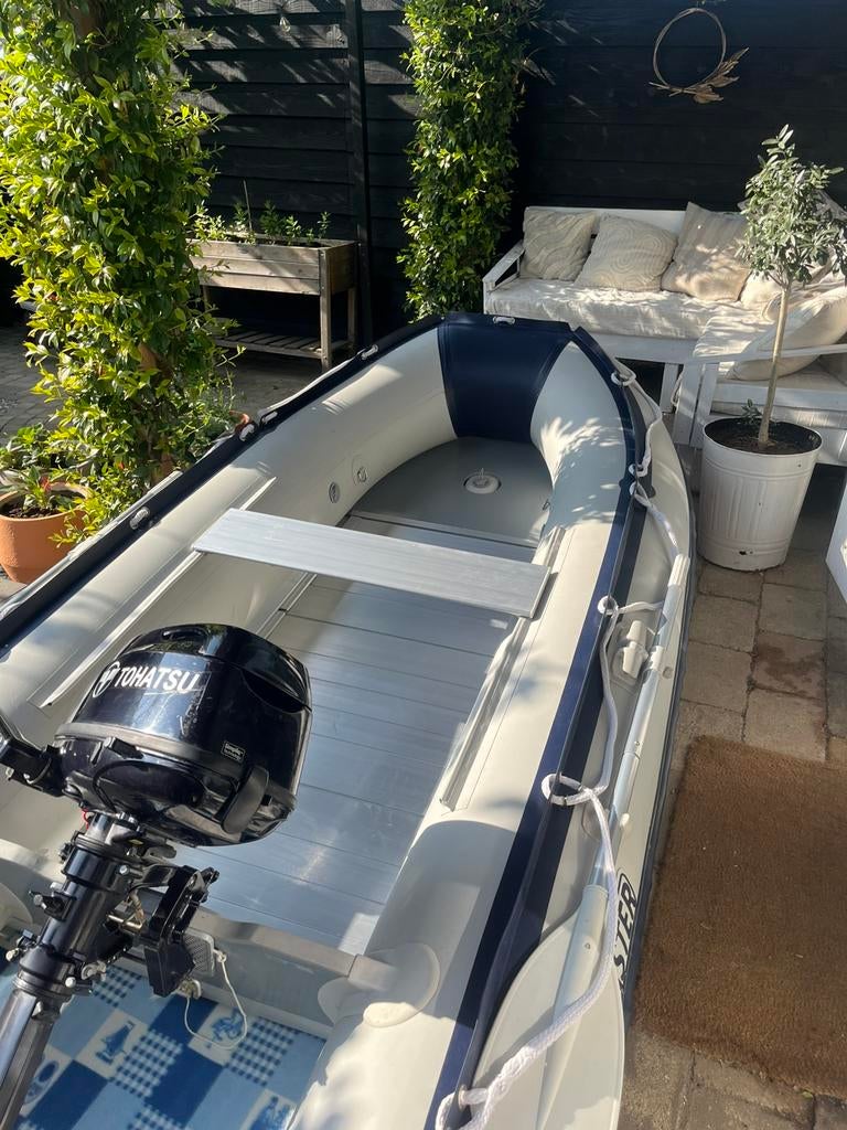 Complete nette rubberboot, Ophalen, Aluminium, Buitenboordmotor, Brandstoftank