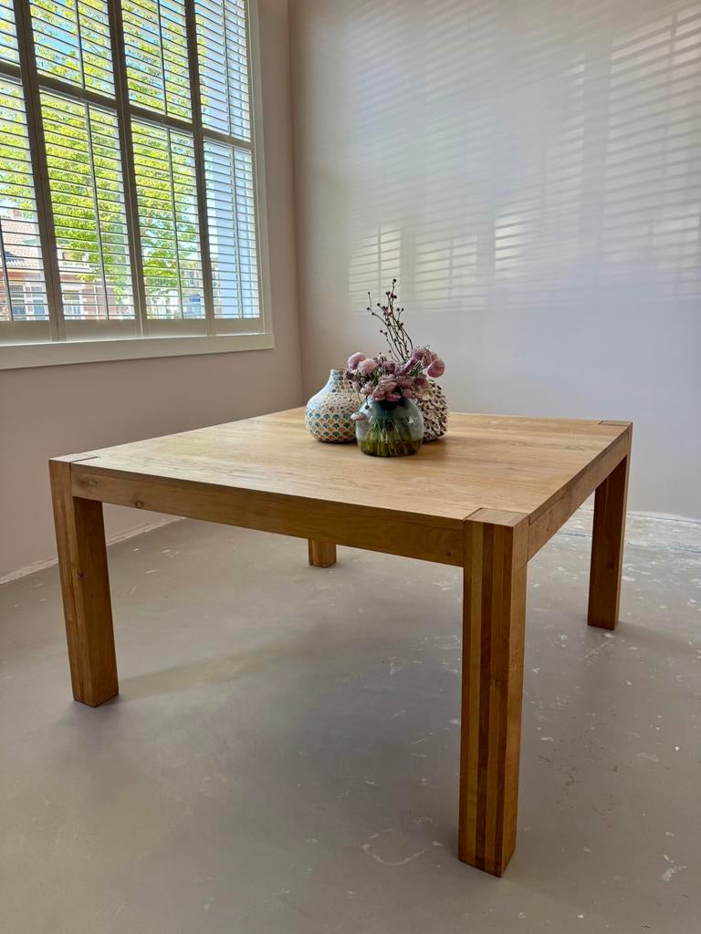 Eikenhouten eettafel – vierkant - 140 x 140, Huis en Inrichting, Tafels | Eettafels, Ophalen, Gebruikt, Scandinavisch, Vijf personen of meer