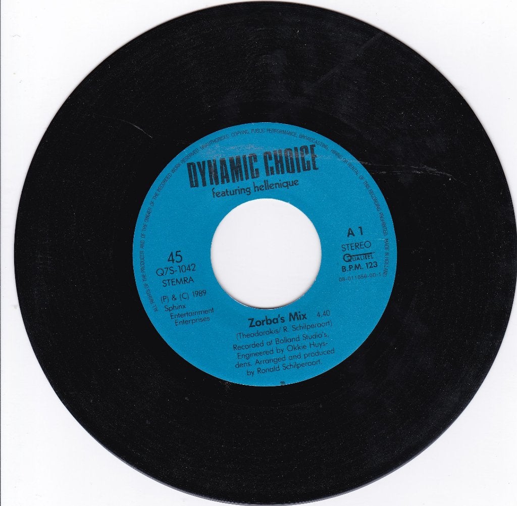 s 3454  Dynamic Choice Featuring Hellenique – Zorba's Mix, Gebruikt, Fotohoes, Overige genres, 7 inch