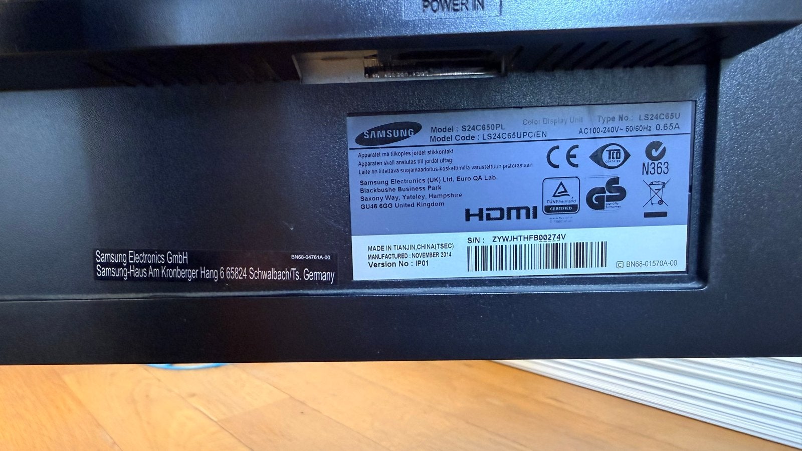 Samsung S24C650PL Monitor - Gebruikt, Goede Staat, Ophalen, In hoogte verstelbaar, Full HD, 60 Hz of minder