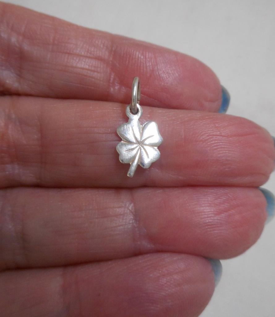 Zilveren klaver 4 hangertje nr.1725, Verzenden, Zo goed als nieuw, Kruis of Symbool, Zilver