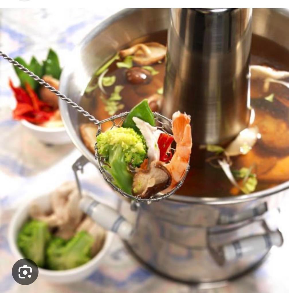 Chinese fondue/hotpot lepels - 4 stuks, Overige typen, Zilver, Ophalen of Verzenden, Zo goed als nieuw