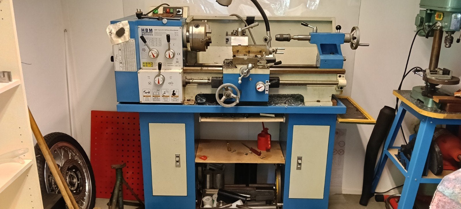 HBM draaibank 240V, 600 mm tdc, met toebehoren, Ophalen, Gebruikt, Metaaldraaibank, 500 tot 1000 mm