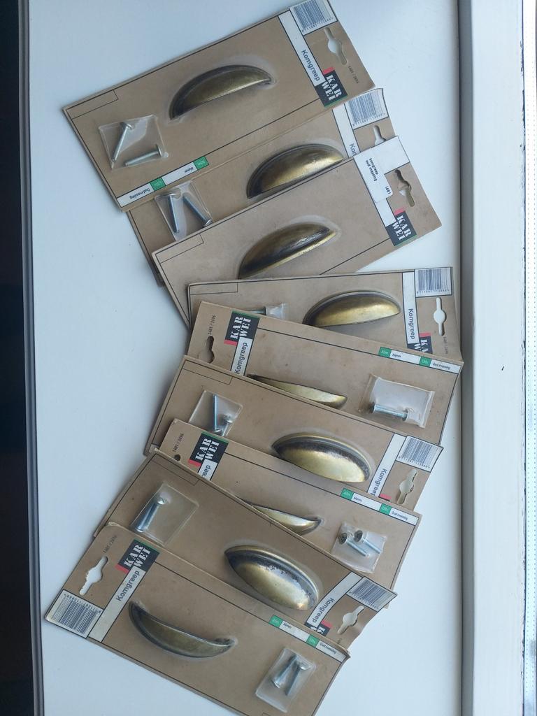 Messing Kastgrepen 64 mm - Nieuw (9 stuks), Ophalen of Verzenden, Nieuw, Koper of Messing, Overige typen