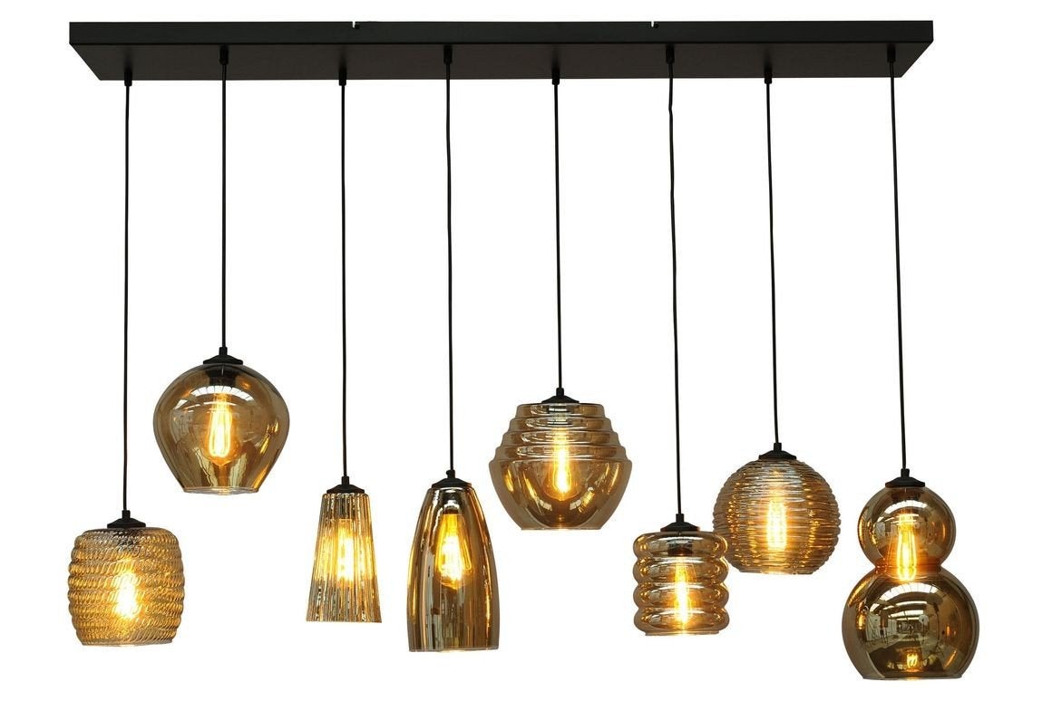 Masterlight Hanglamp Quinto Smoke - Mondgeblazen Glas, Huis en Inrichting, Lampen | Hanglampen, Zo goed als nieuw, Glas, Ophalen