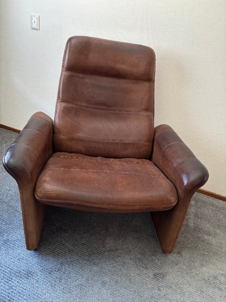 De Sede fauteuil, neckleder, bruin, Ophalen, Gebruikt, 75 tot 100 cm, Leer