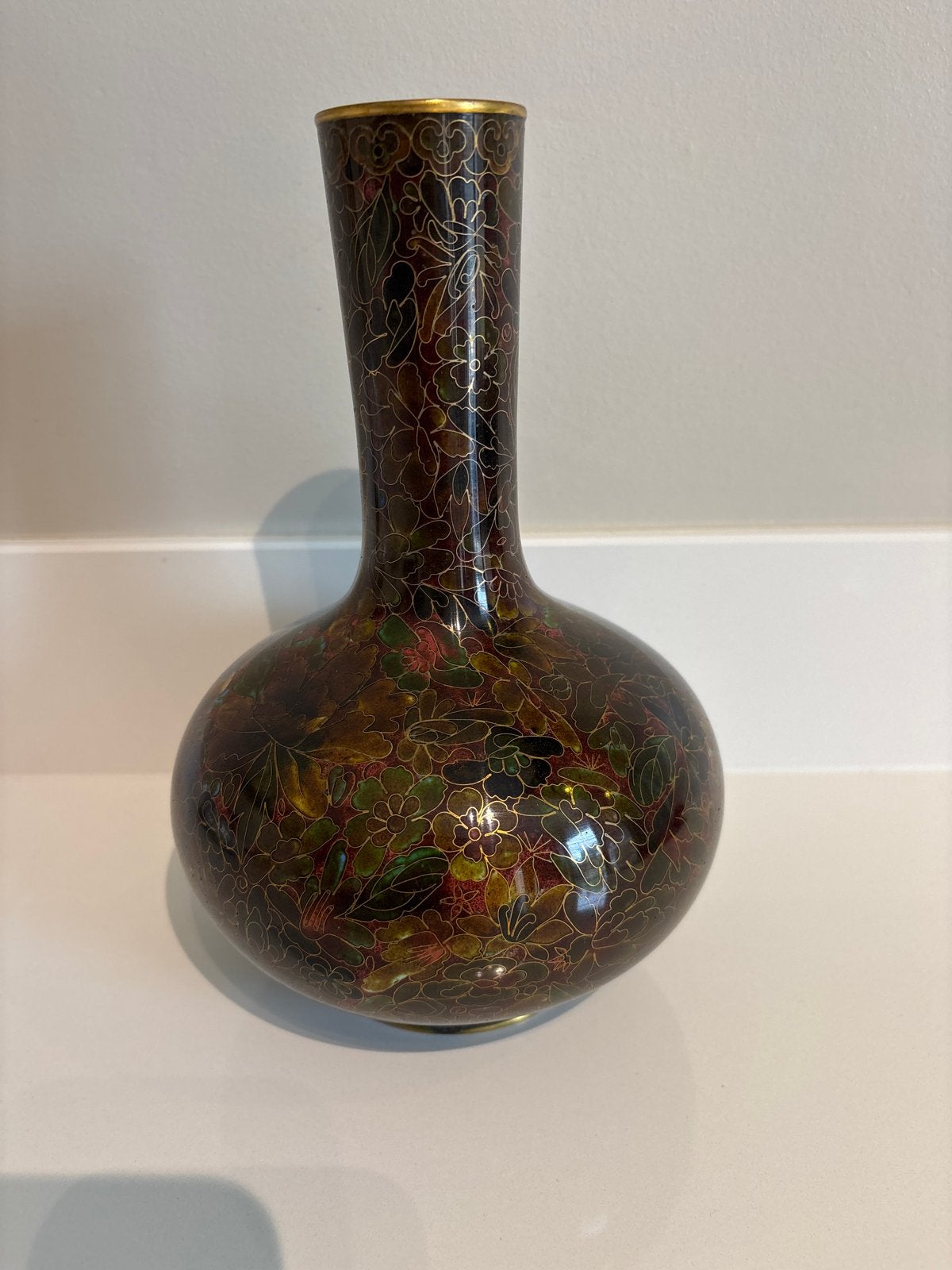 Antieke chinees / japans Cloisonné Vaas met Bloemmotief, Ophalen of Verzenden