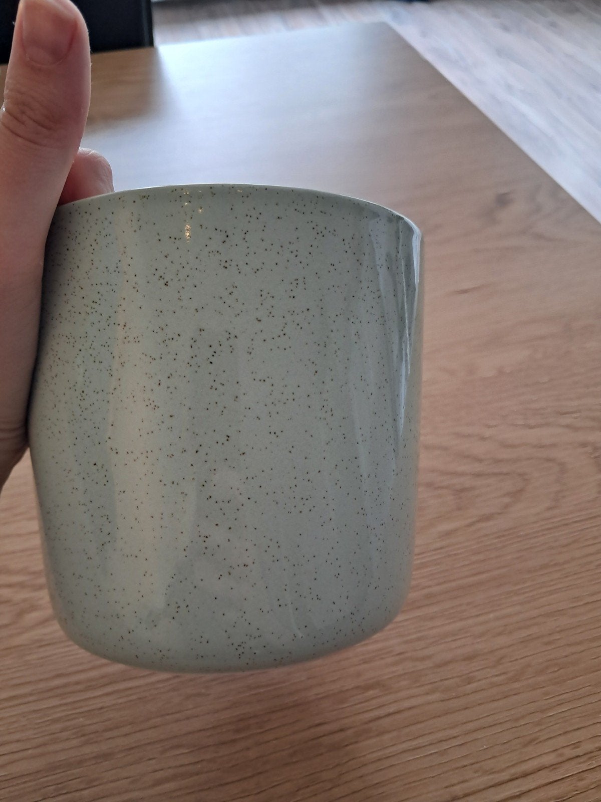 Keramieken bloempot HEMA, lichtblauw met spikkels, Ophalen, Rond, Zo goed als nieuw, Balkon