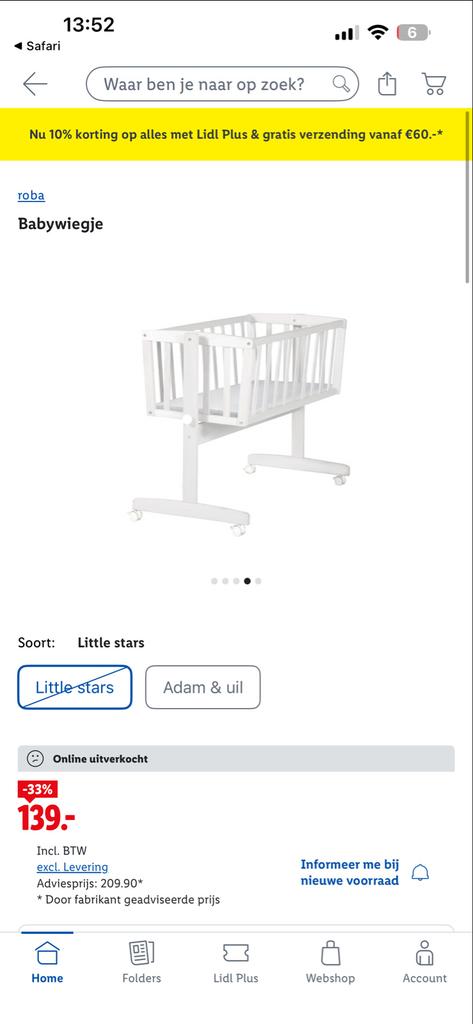 Witte babywieg met matras, Ophalen, Zo goed als nieuw, Wieg