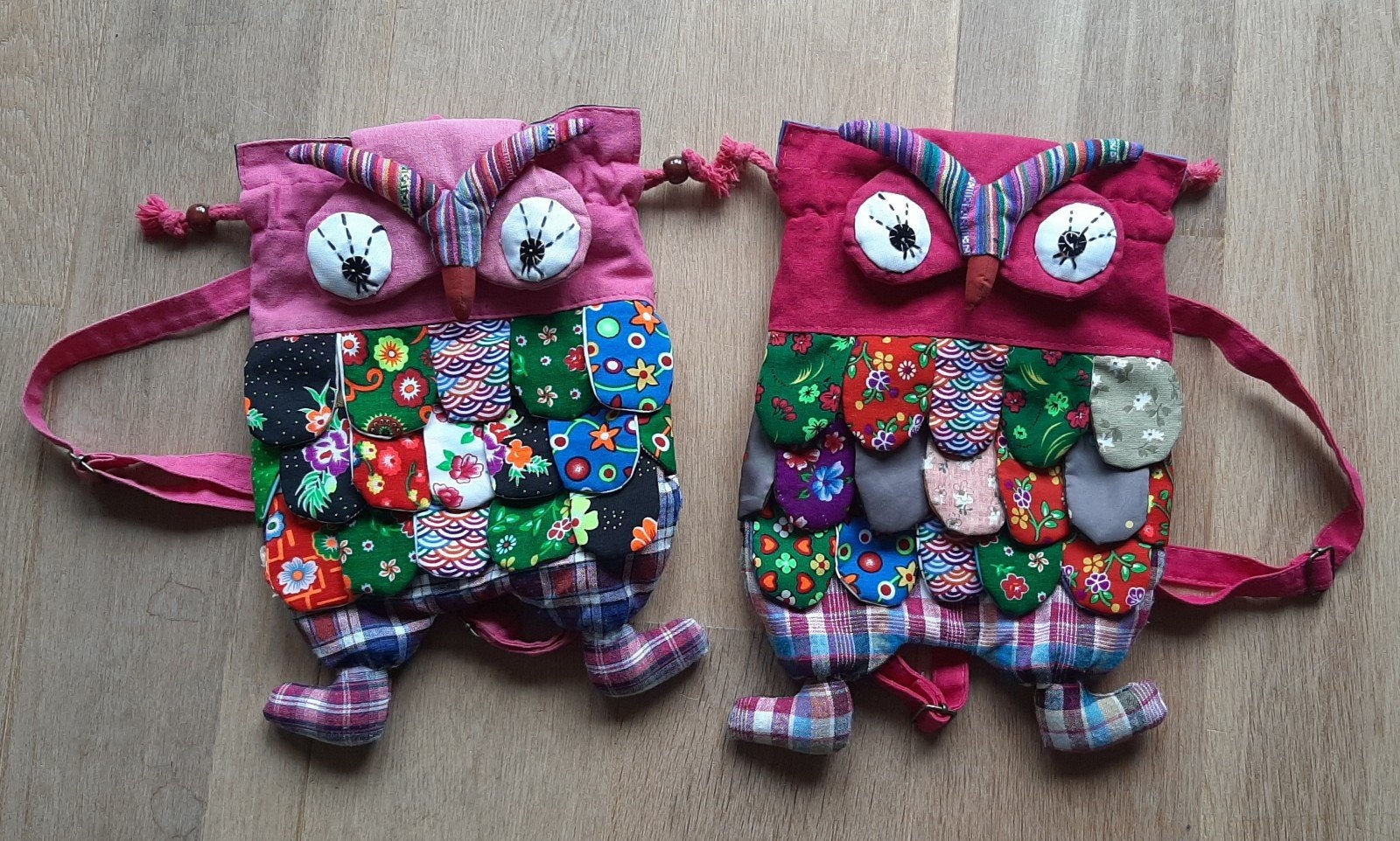 2 Hippie Boho uilenrugzakken backpack. Donker + licht roze., Ophalen of Verzenden, Nieuw