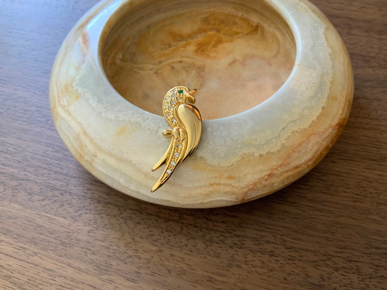 Vintage Broche vogel, Ophalen of Verzenden, Gebruikt, Goud, Overige materialen