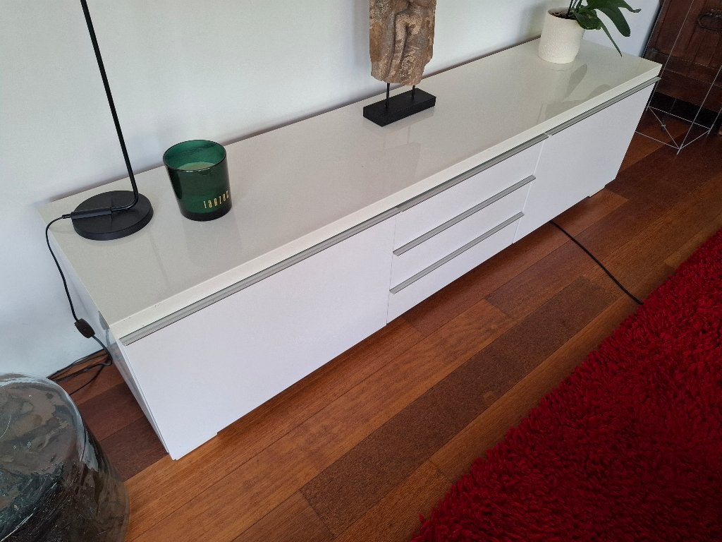 Tv meubel ikea besta 180x40x45 cm hoogglans  wit, Ophalen, Gebruikt, 150 tot 200 cm, Minder dan 100 cm