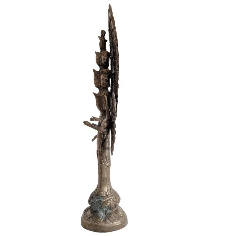 Bronzen Guanyin met Duizend Armen – China, Qing-periode –127, Gebruikt, 36 cm, Ophalen of Verzenden, Zilver