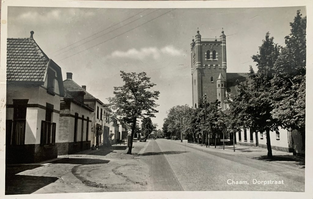 Chaam, Dorpsstraat begin jaren '50, Verzenden, 1940 tot 1960, Gelopen, Noord-Brabant