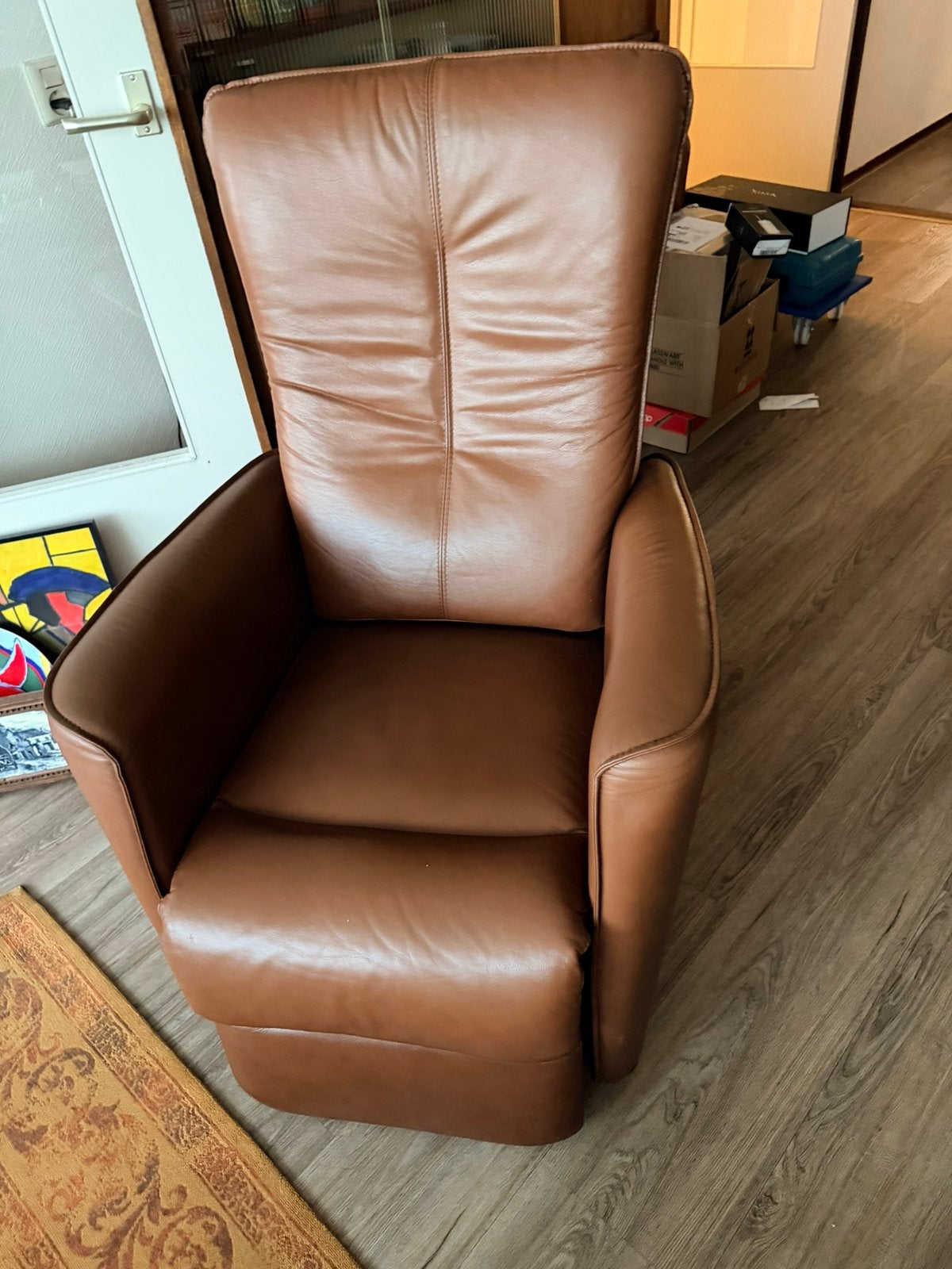 Foto 7 van Stawert Leren Sta-op Stoel Relaxfauteuil Elektrisch Cognac