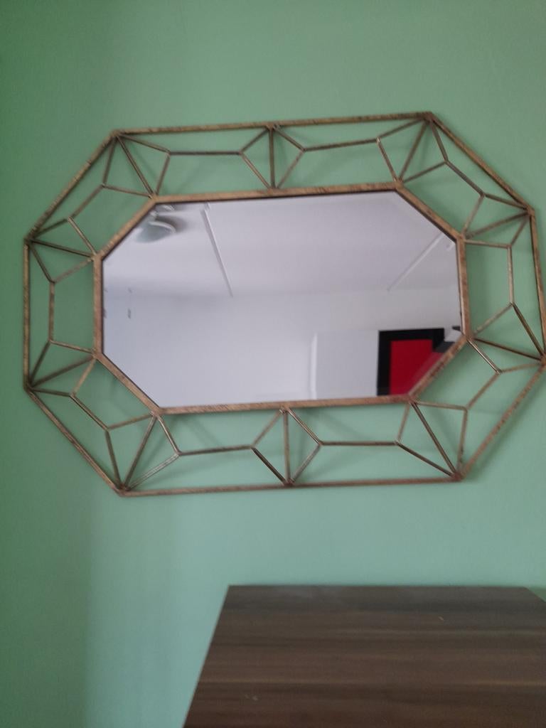 Goude Spiegel, Huis en Inrichting, Woonaccessoires | Spiegels, Ophalen, Zo goed als nieuw, Rechthoekig, Minder dan 100 cm
