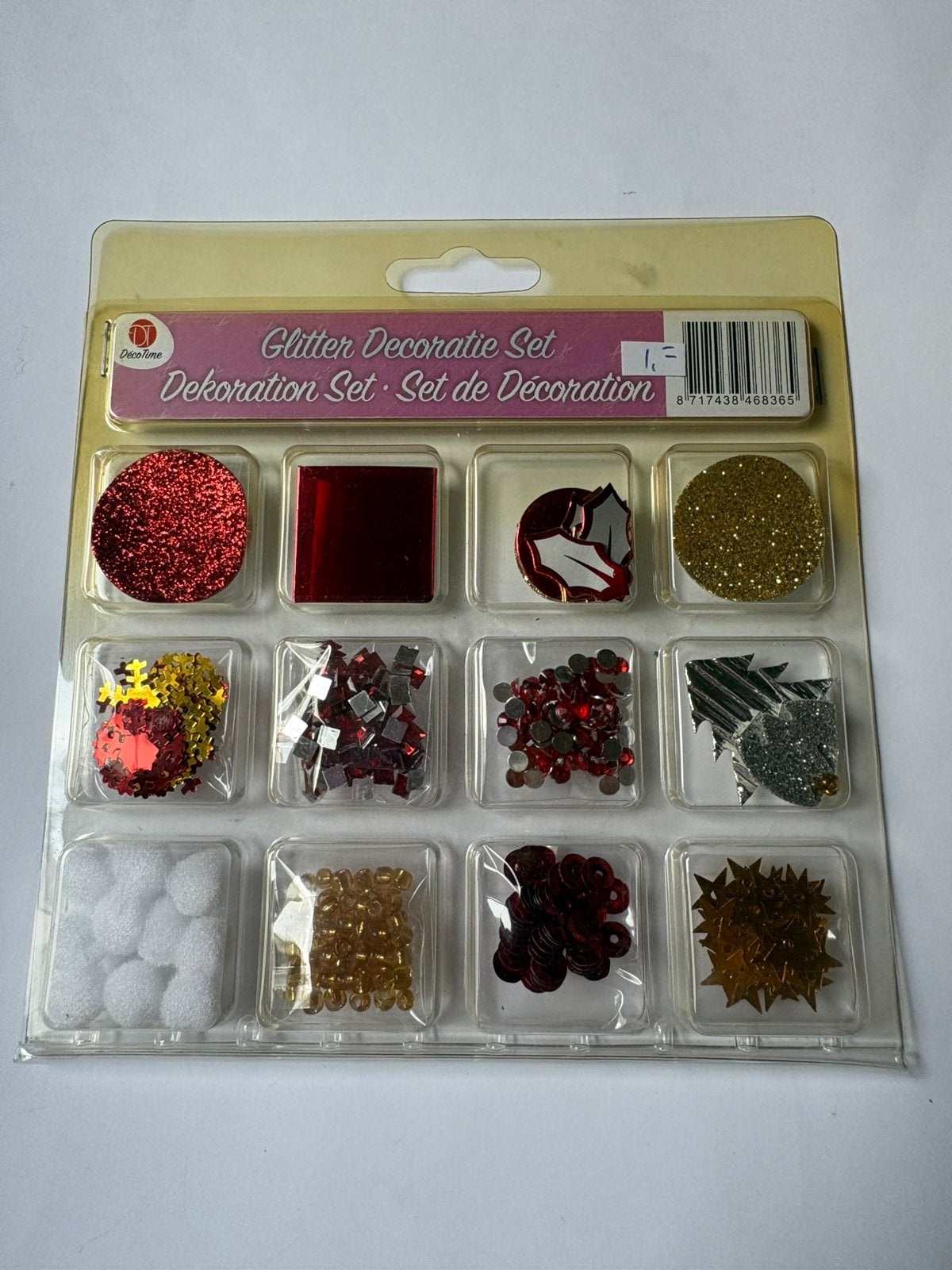Decoratie setje kerst rood, Hobby en Vrije tijd, Scrapbooking, Ophalen of Verzenden, Zo goed als nieuw, Versiering of Embellishment