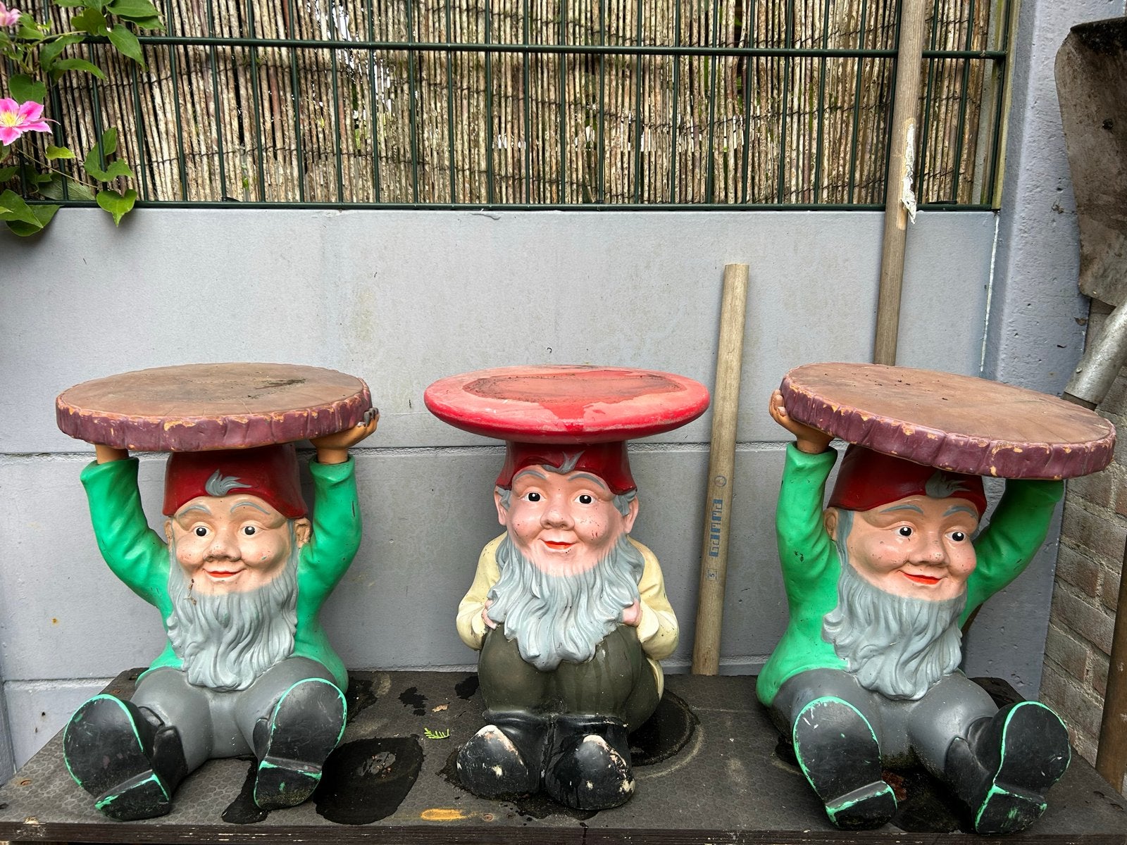 3 leuke tuinkabouters voor plantenbakjes, kunststof, 42 cm, Tuin en Terras, Tuinbeelden, Ophalen, Gebruikt, Kunststof, Tuinkabouter
