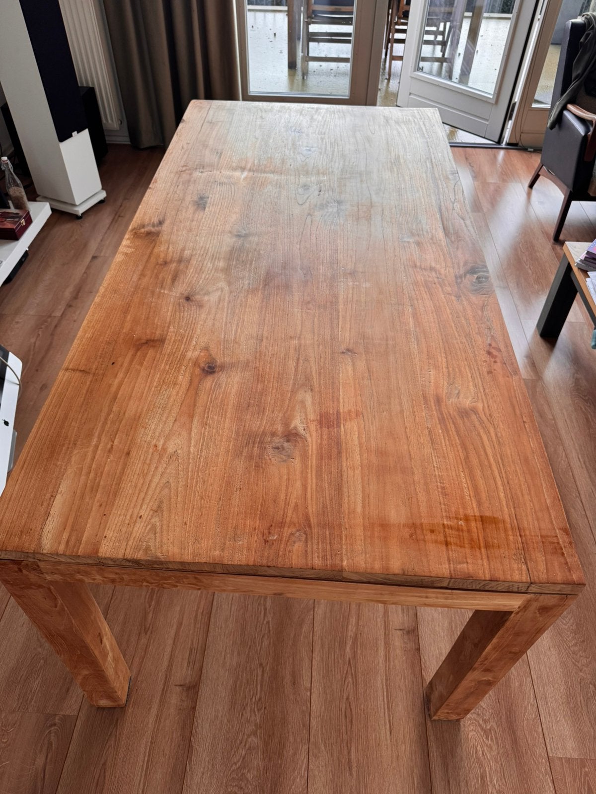 Tafel (teak) 180x90x76 plus 6 stoelen, Ophalen, Gebruikt, 150 tot 200 cm, 200 cm of meer