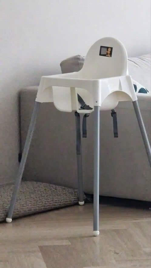 IKEA kinderstoel wit grijze poten opklapbaar, Ophalen, Gebruikt, Overige typen